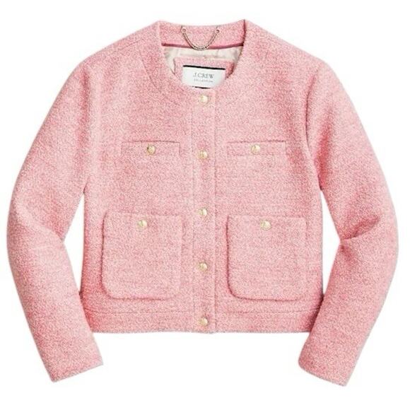 J.Crew Collection Cropped Boucle Lady Jacket Mario Bellucci® BJ941 Pink 16 - Picture 1 of 16
